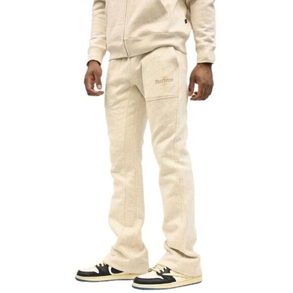 Doctrine Core Pocket Super Stacked Jogger Pants Heather Oatmeal Men's Size M NWT - Picture 3 of 10
